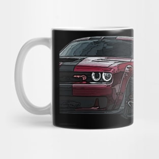 Blazing Inferno: Red Dodge Challenger Fiery Body High Posterize Car Design for Teen Enthusiasts Mug